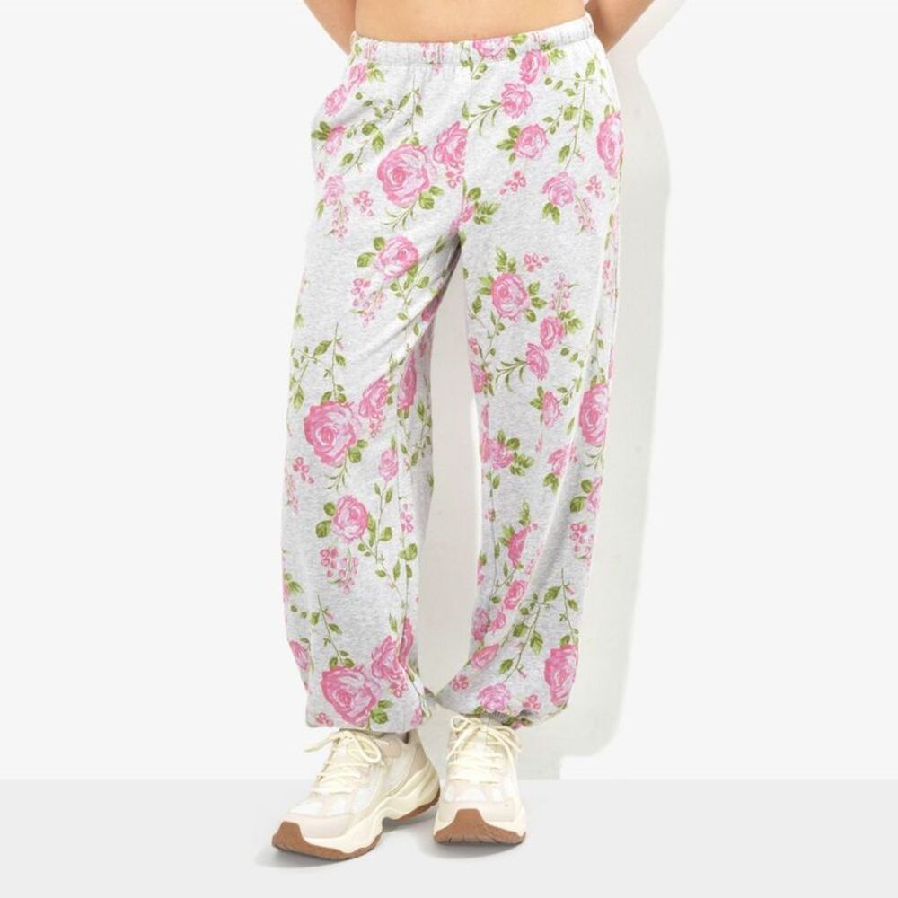 Women's Relaxed Leg Joggers - Wild Fable Gray Floral S